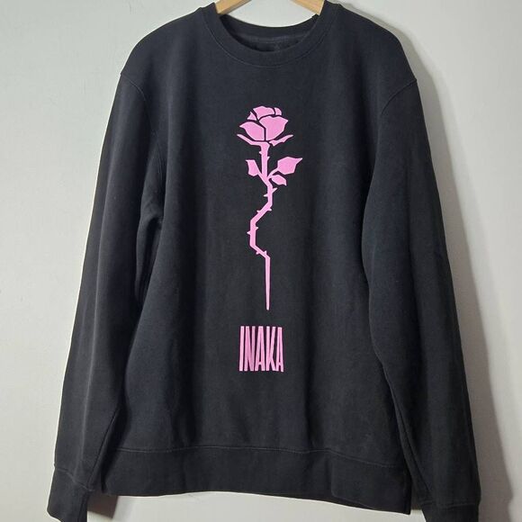 Inaka Power Sweatshirt Size Medium Black Pink Rose - Picture 2 of 5